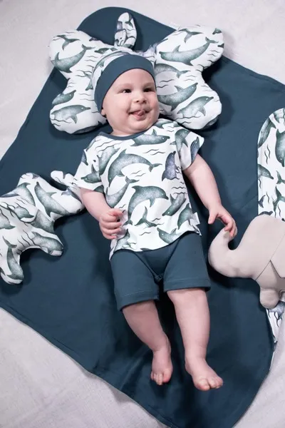 Pelele corto marinero para niño colección Delfín