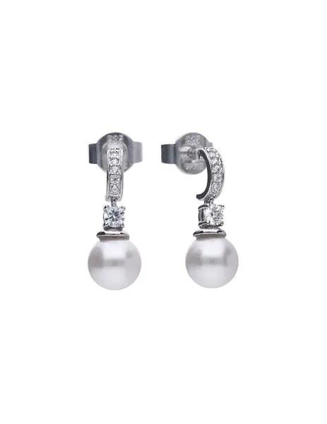 pendientes diamonfire colgantesde perla