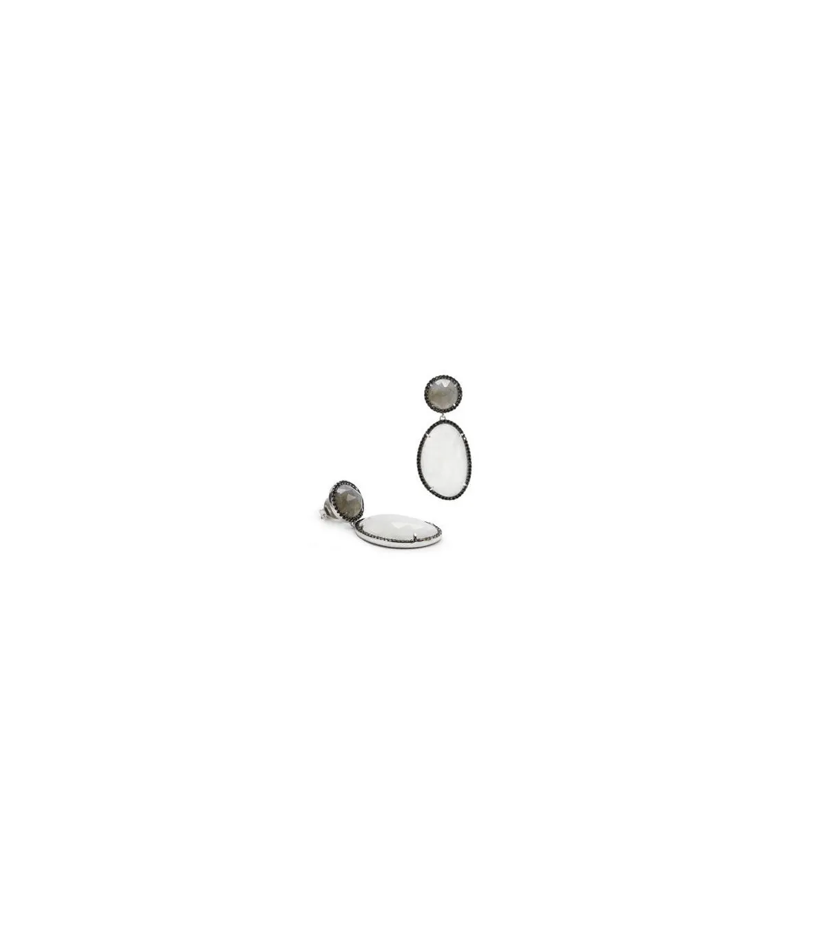 PENDIENTES LINEARGENT PIEDRAS NATURALES TONOS VERDES PLATA  17977MA