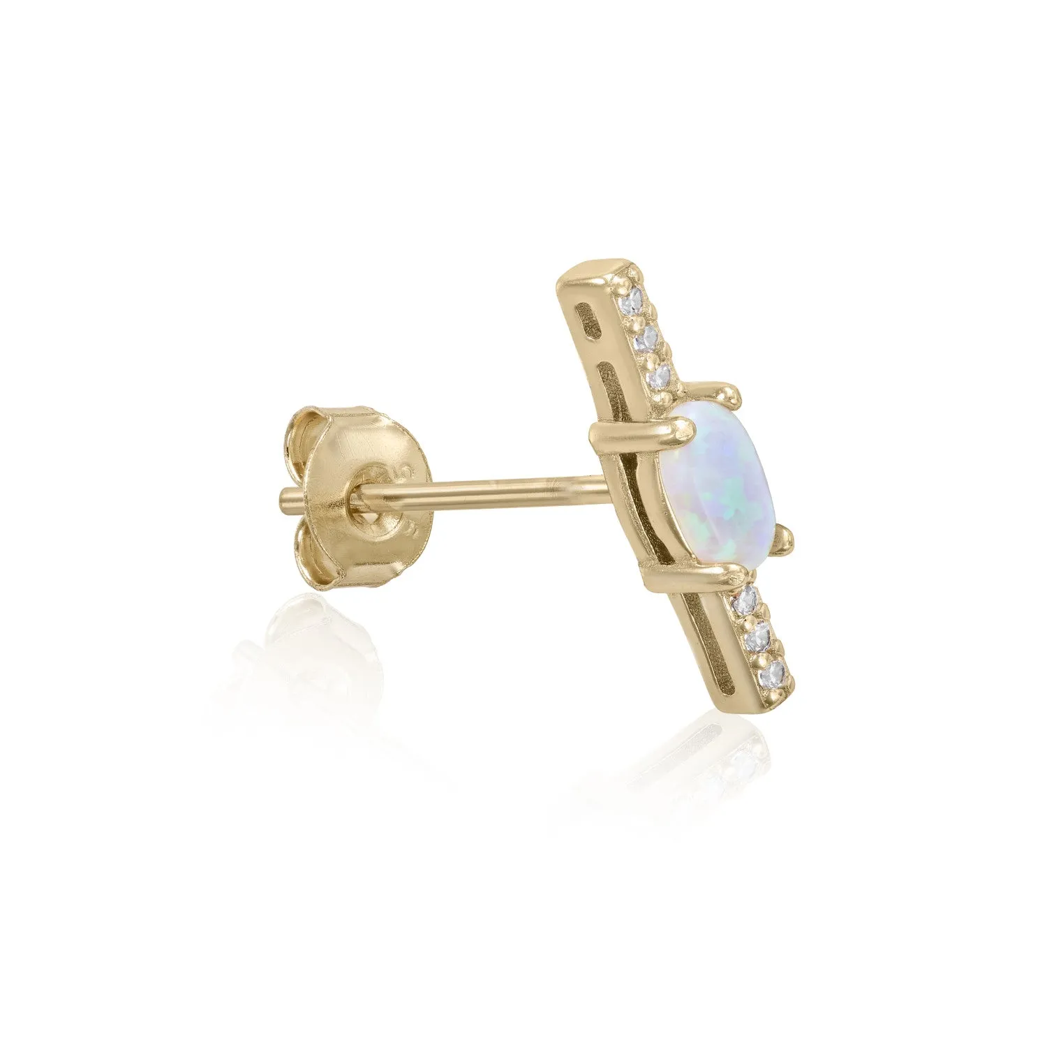 Piercing de plata bao dorado ópalo central y circonitas
