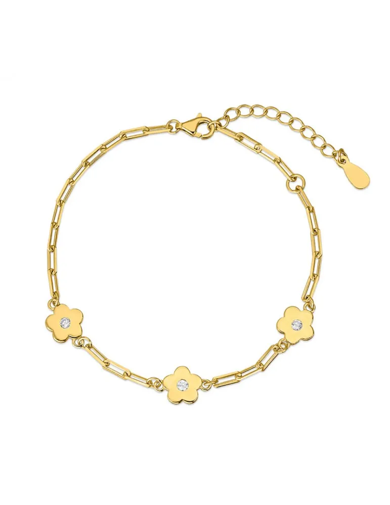 Pulsera plata flor promojoya