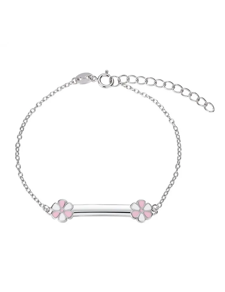 Pulsera Plata Niña Flores