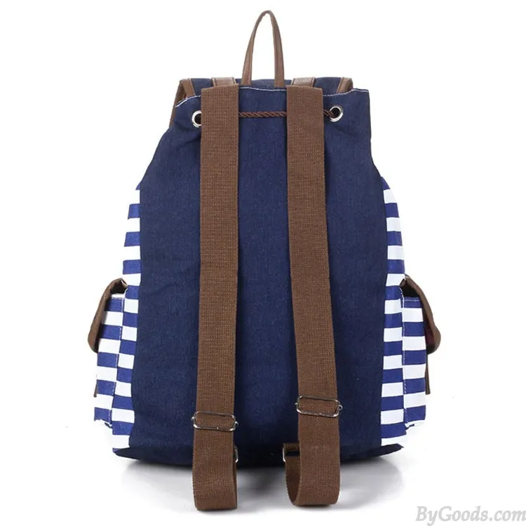 Retro Navy Stripe Print Fresh Backpack
