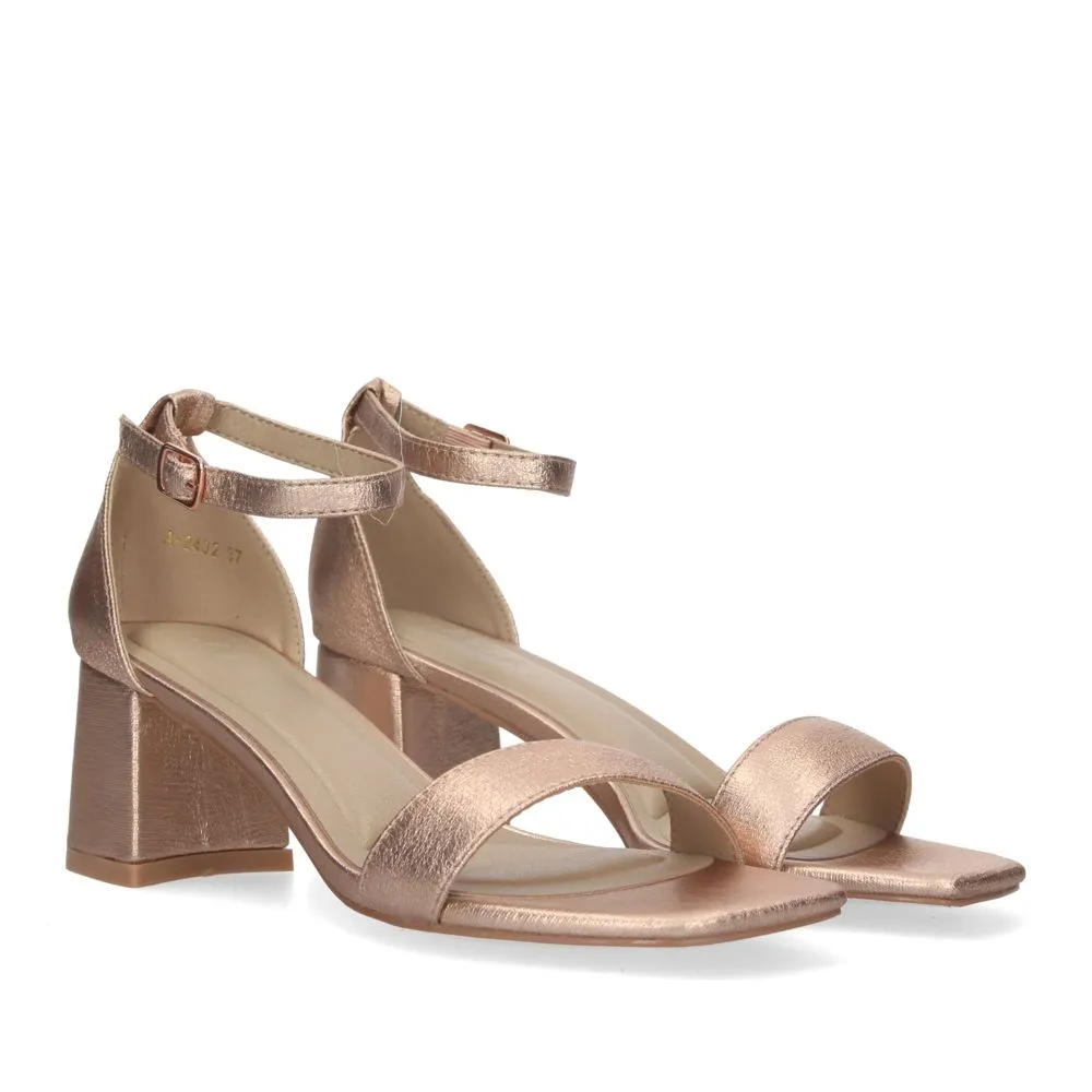 Sandalia de Tacón para Mujer Cómoda con Estampado Multicolor y Cierre Ankle Strap de Hebilla
