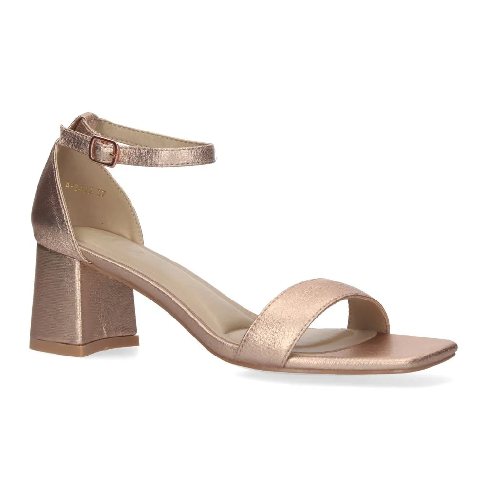 Sandalia de Tacón para Mujer Cómoda con Estampado Multicolor y Cierre Ankle Strap de Hebilla