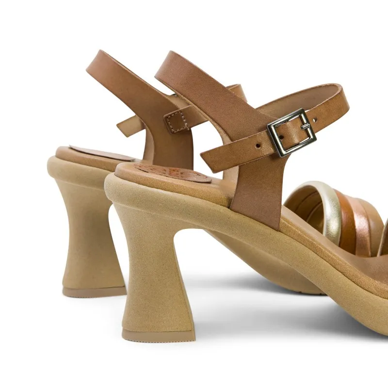 SANDALIA TACON ALTO PIEL TAUPE LIDE