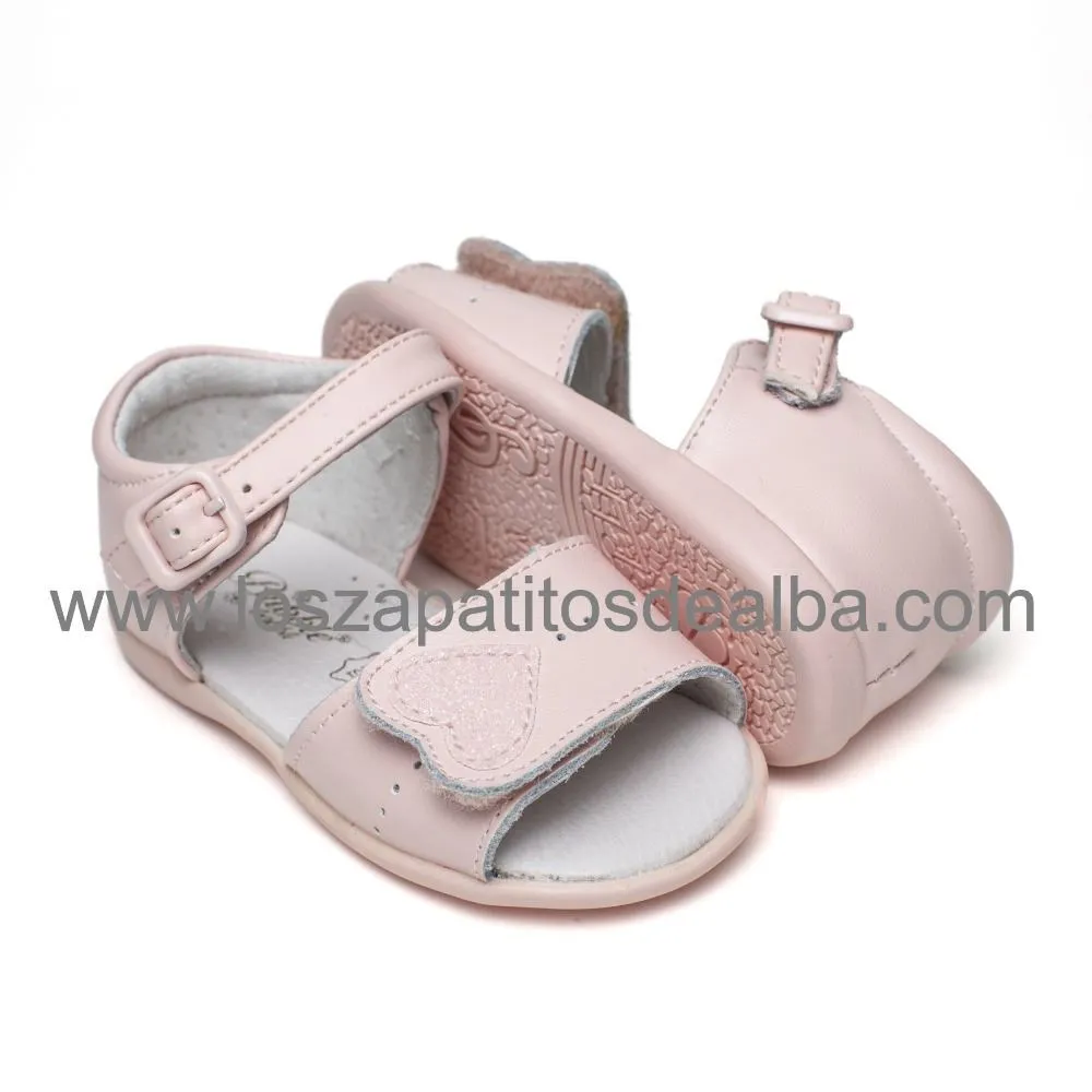 Sandalias Bebé Niña Rosa Corazón Glitter