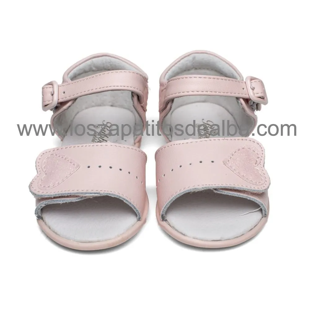 Sandalias Bebé Niña Rosa Corazón Glitter