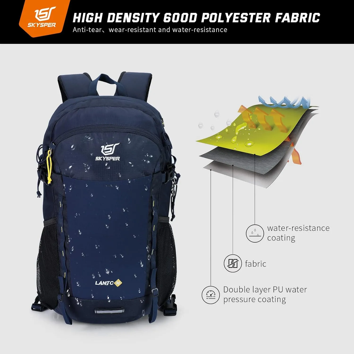 SKYSPER 30L Mochila de Senderismo Mochila de Trekking para Hombres Mujeres con Protector de Lluvia Mochilas de Marcha Macutos Mo