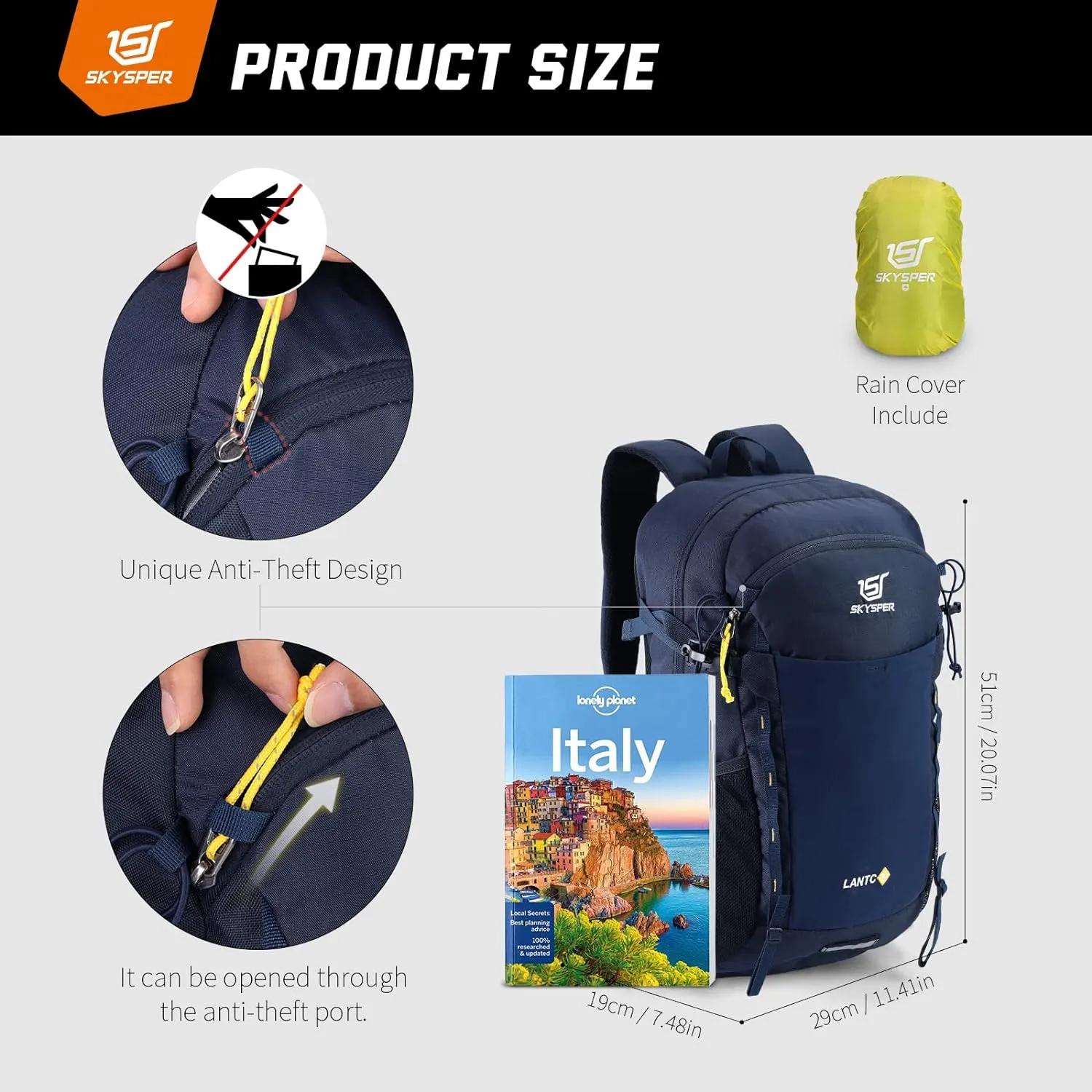 SKYSPER 30L Mochila de Senderismo Mochila de Trekking para Hombres Mujeres con Protector de Lluvia Mochilas de Marcha Macutos Mo