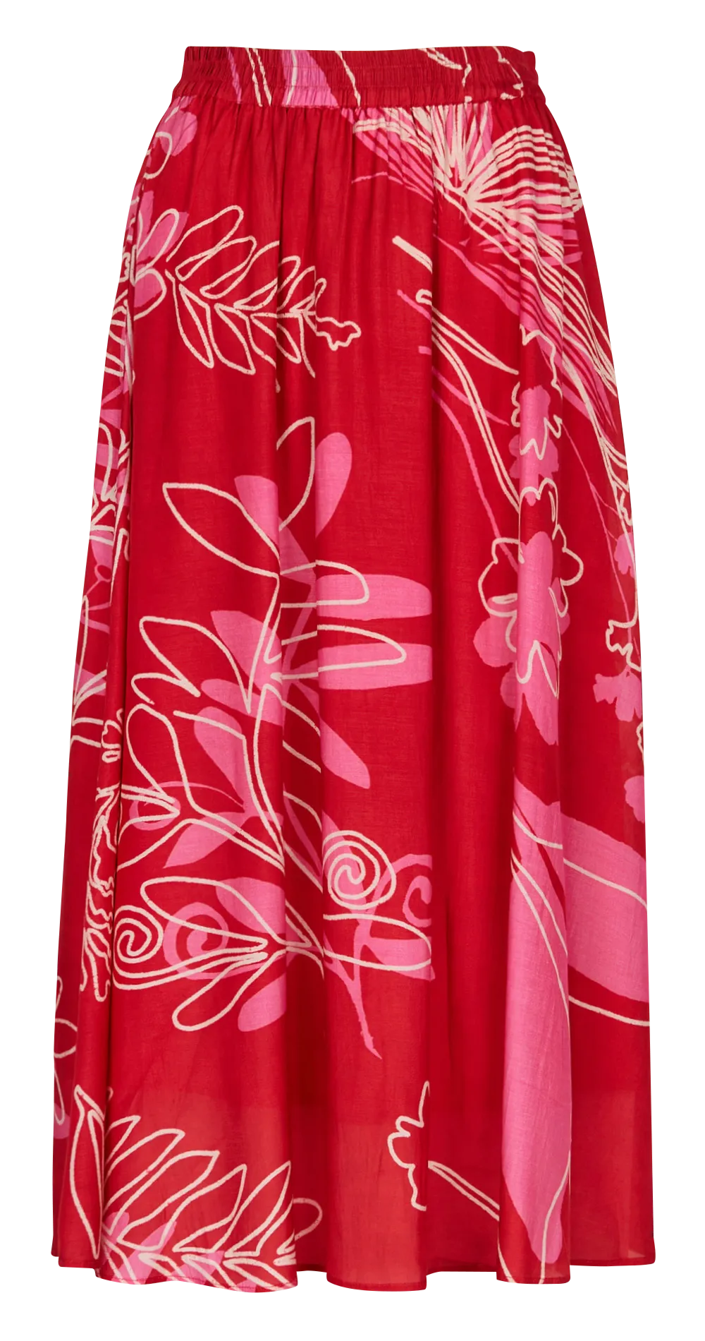 STELLA FOREST ORNELLA  FALDA MIDI DE TALLE MEDIO ALTO CON ESTAMPADO EN ROJO