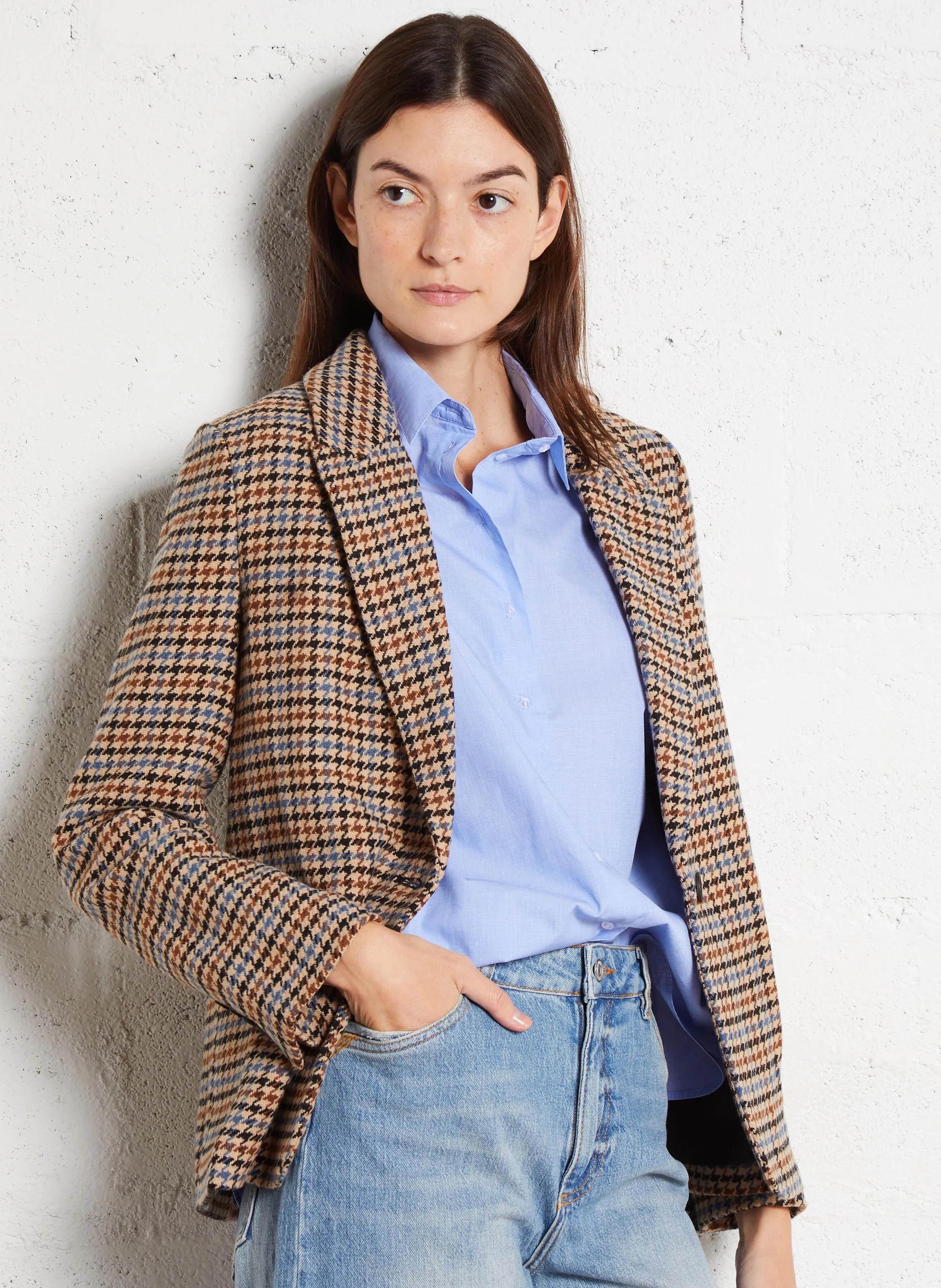 SUD EXPRESS VIRGINA  CHAQUETA SASTRE DE PATA DE GALLO EN MARRON