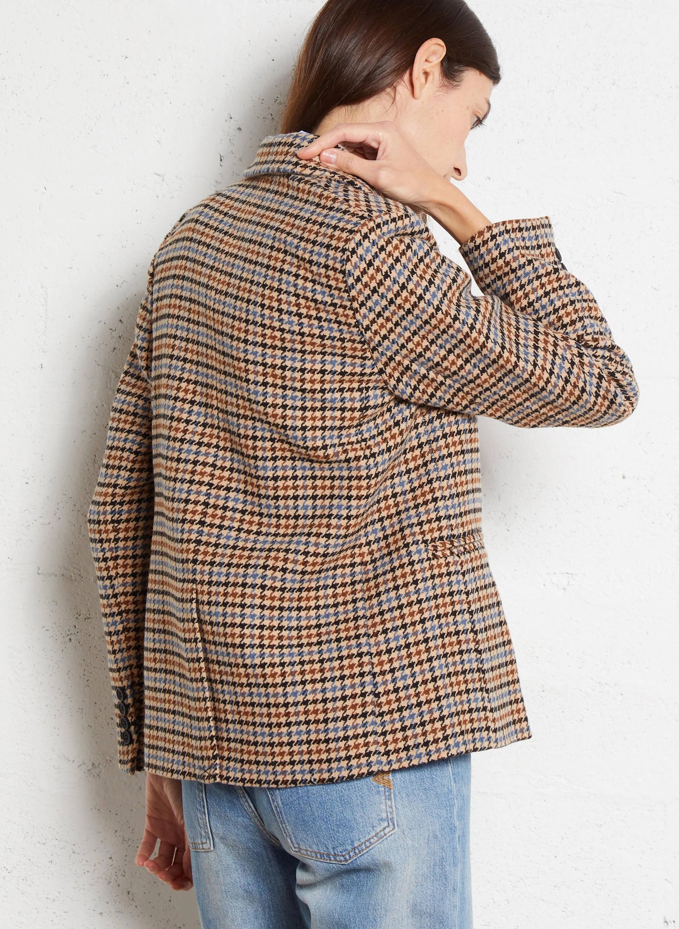 SUD EXPRESS VIRGINA  CHAQUETA SASTRE DE PATA DE GALLO EN MARRON