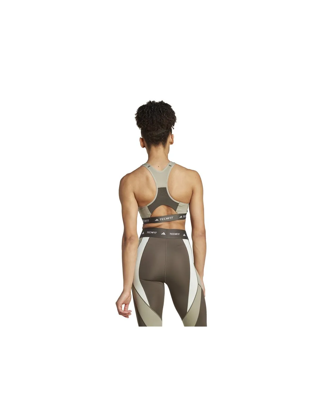 Sujetador Deportivo adidas Techfit Medium Support High Neck Mujer Verde Oliva
