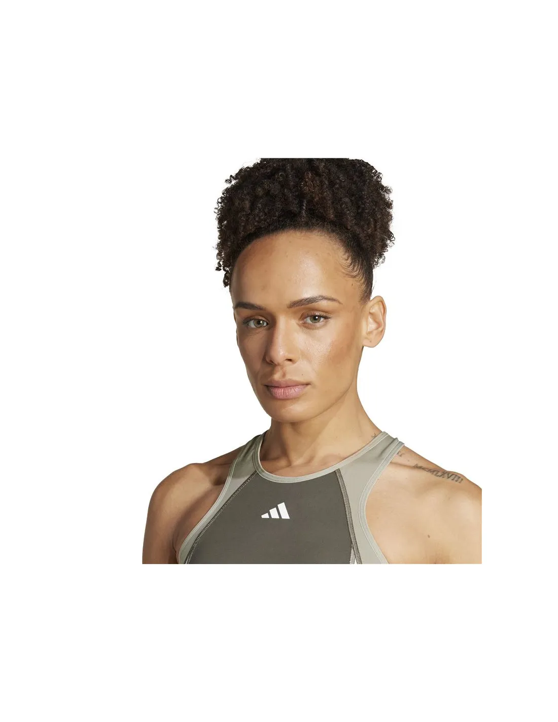Sujetador Deportivo adidas Techfit Medium Support High Neck Mujer Verde Oliva