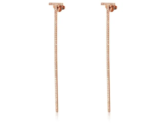 Tiffany & Co TIFFANY Y COMPAÑIA. Pendientes con barra de alambre alargada Tiffany T en 18k oro rosa 0.47 por cierto 