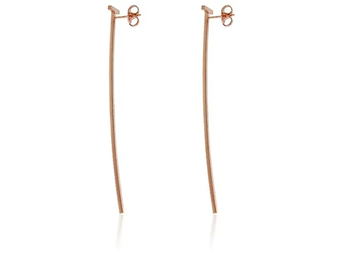 Tiffany & Co TIFFANY Y COMPAÑIA. Pendientes con barra de alambre alargada Tiffany T en 18k oro rosa 0.47 por cierto 