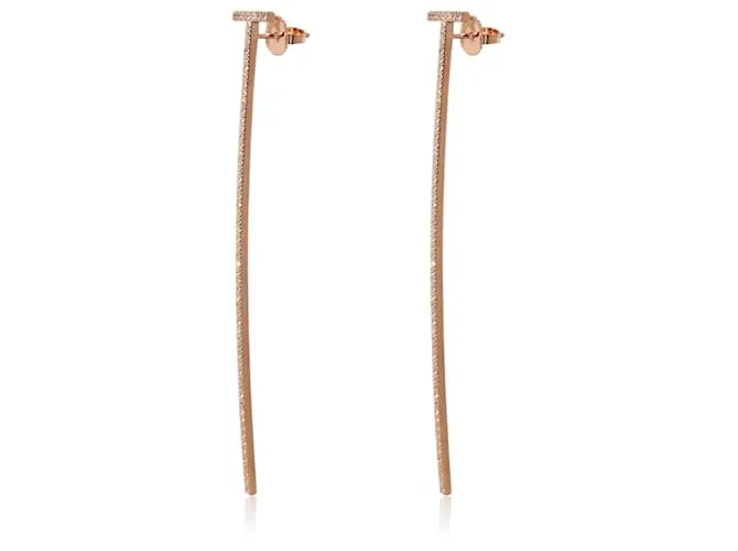 Tiffany & Co TIFFANY Y COMPAÑIA. Pendientes con barra de alambre alargada Tiffany T en 18k oro rosa 0.47 por cierto 