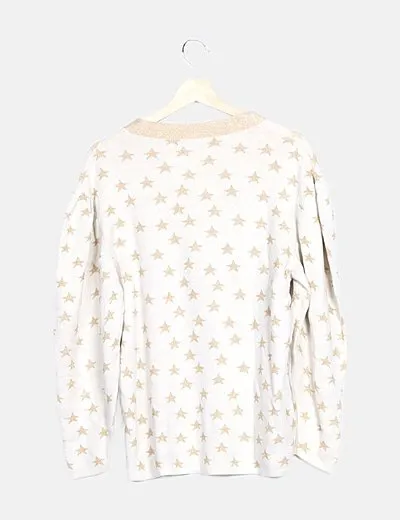 Uterqüe Suéter beige estrellas doradas