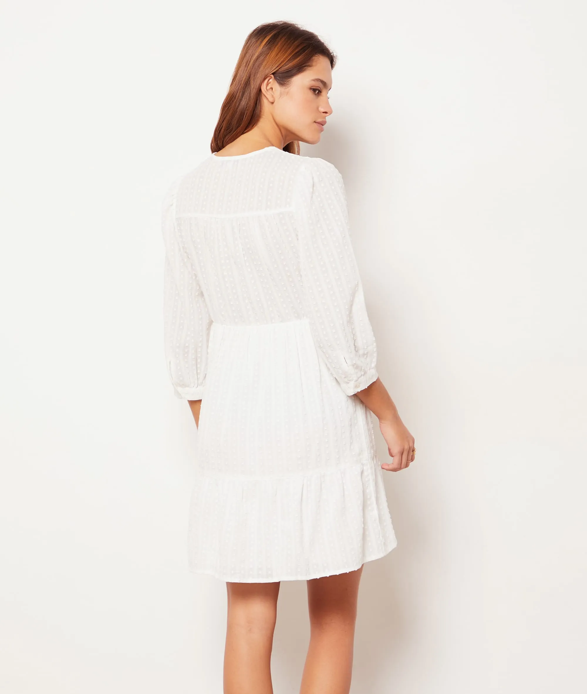 VESTIDO CORTO DE ALGODóN TANIA ECRU  ETAM