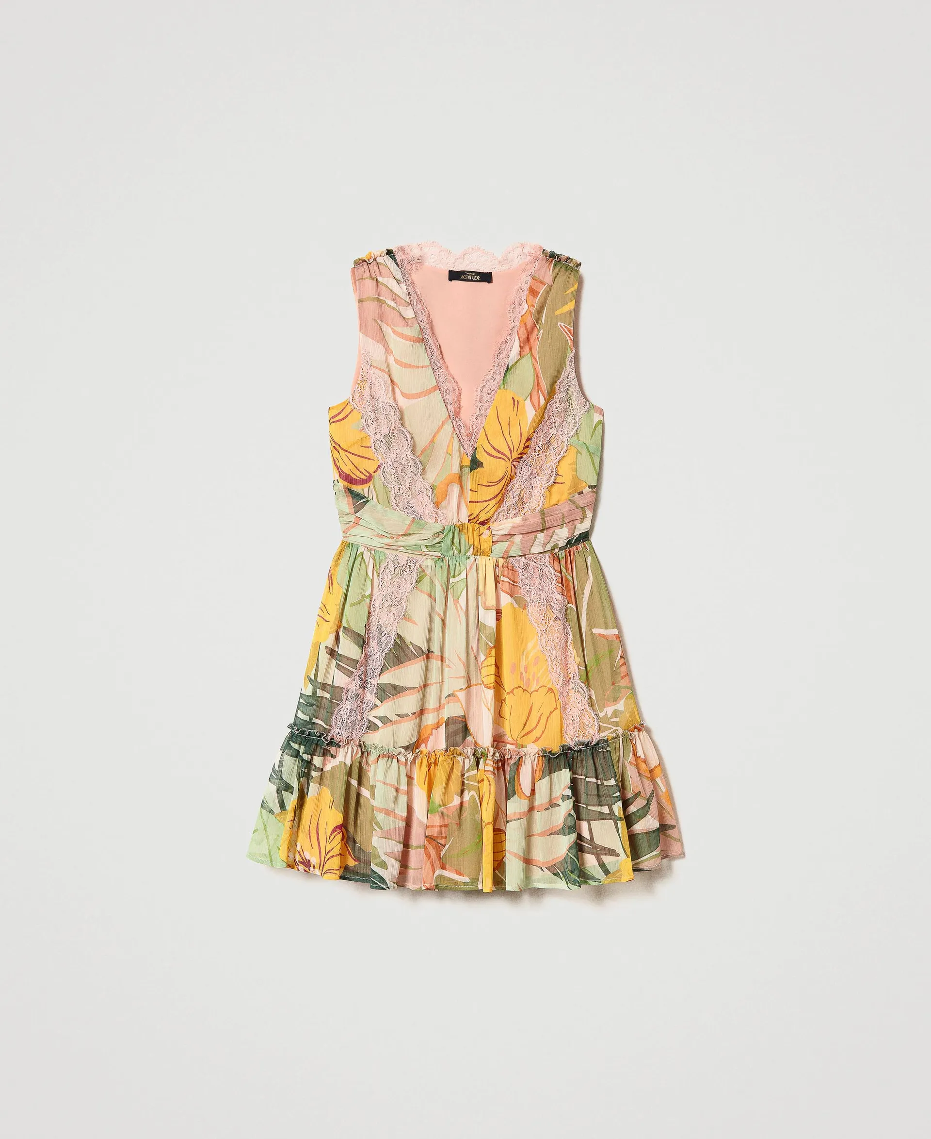 Vestido corto de crepé estampado