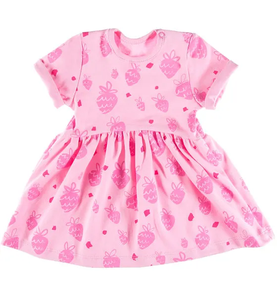 Vestido rosa de fresas para niña colección Sun