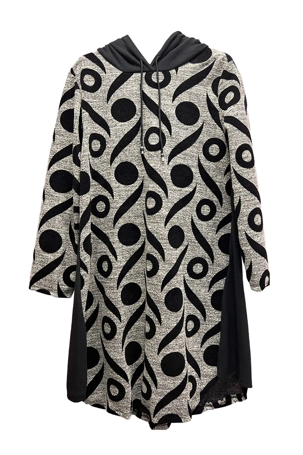 Vestido suéter gris con estampado abstracto