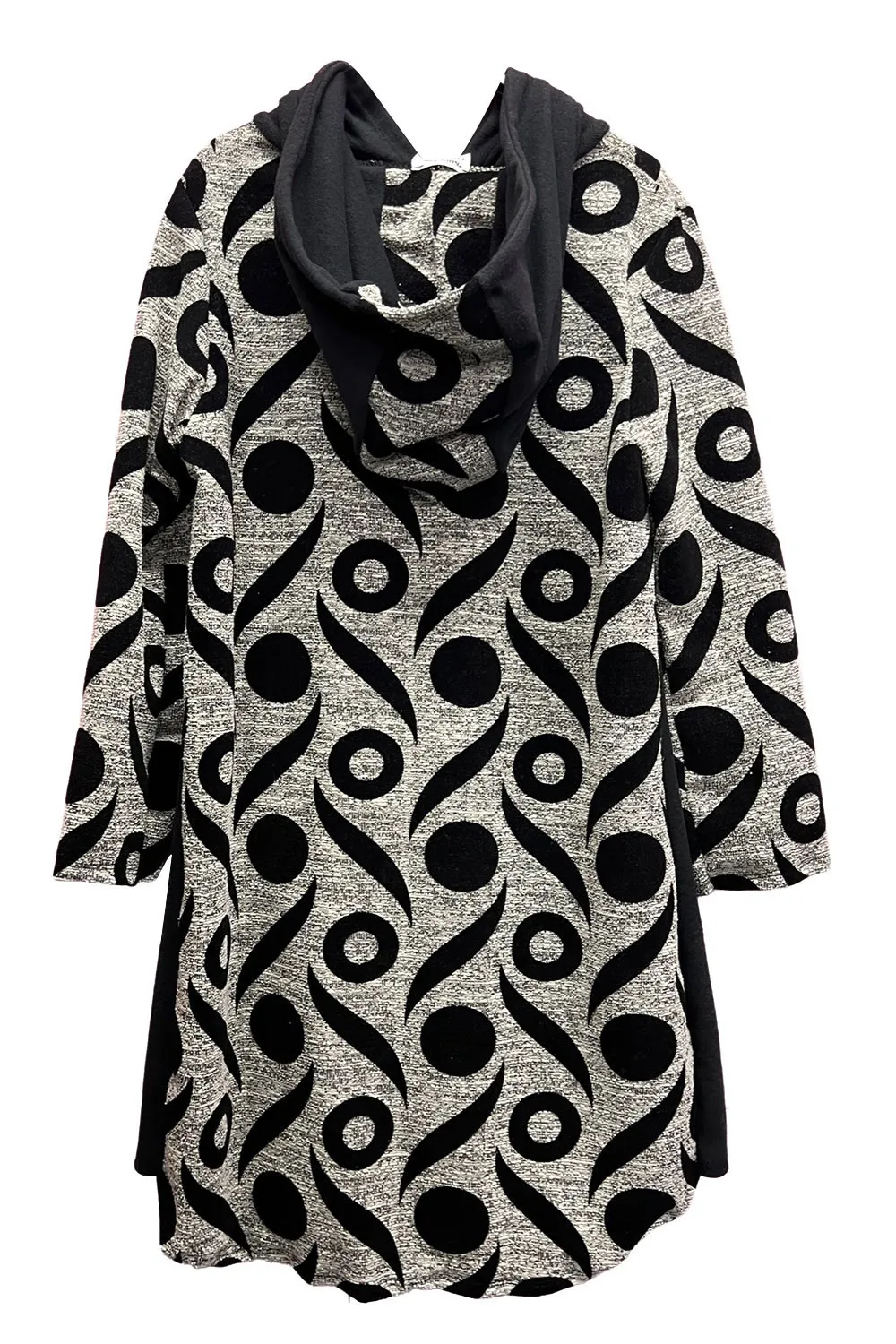 Vestido suéter gris con estampado abstracto