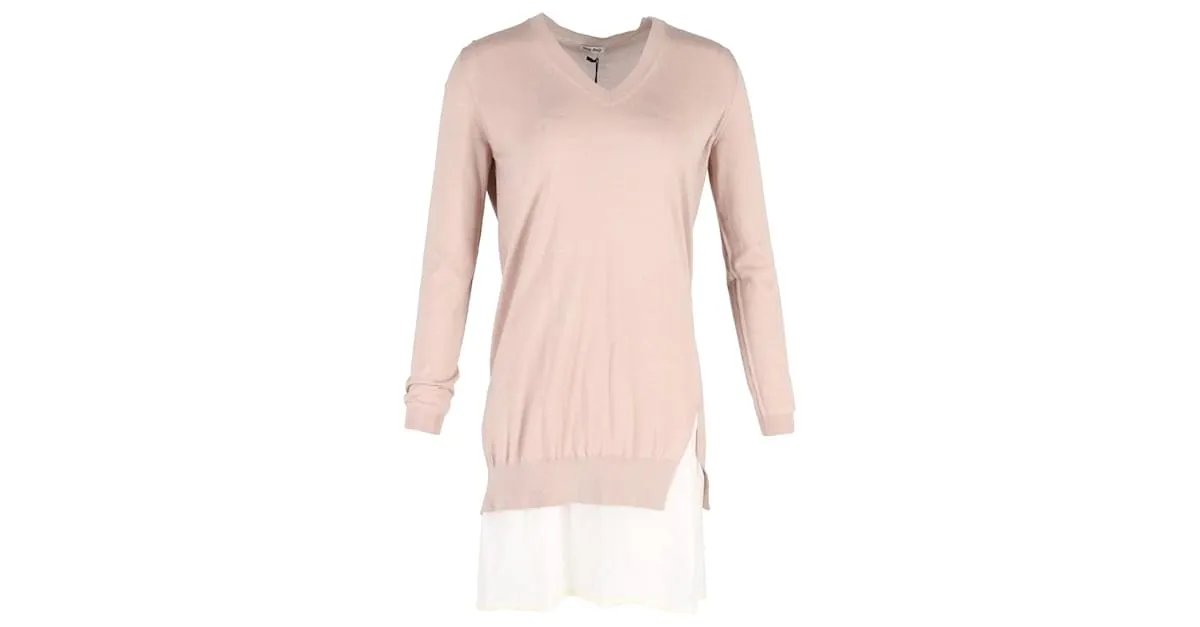 Vestido tipo suéter Miu Miu en algodón rosa pastel 