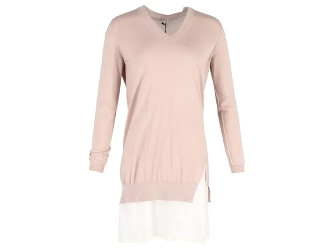 Vestido tipo suéter Miu Miu en algodón rosa pastel 