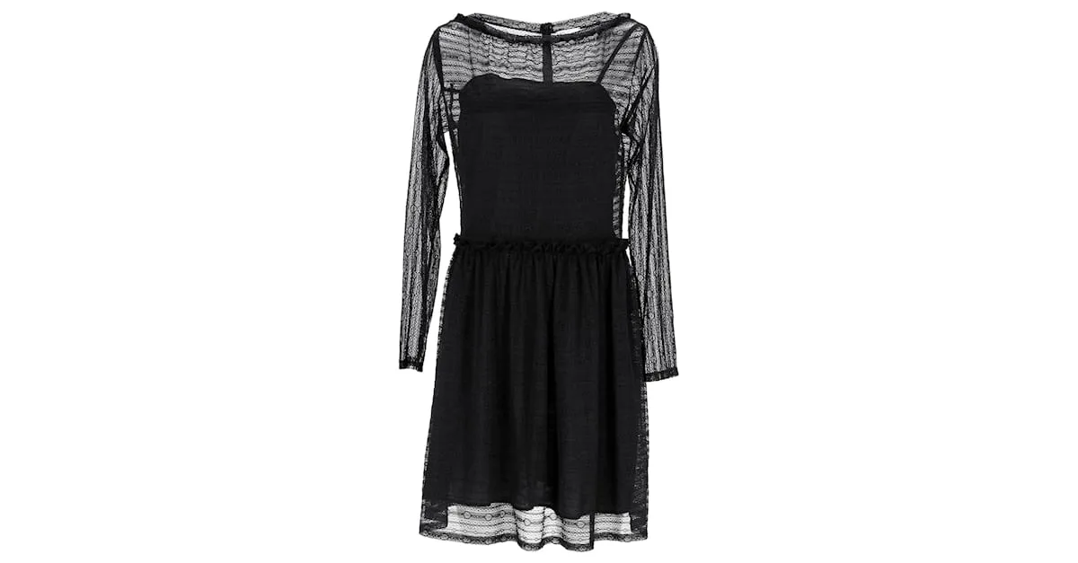 Vestido transparente de manga larga de Red Valentino en poliamida negra Negro 