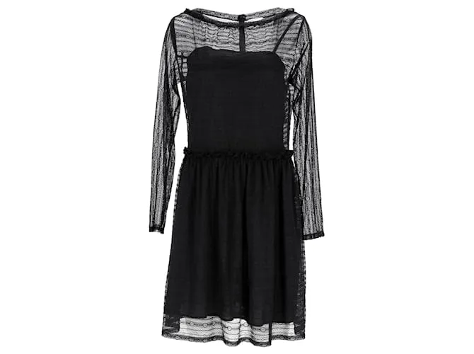 Vestido transparente de manga larga de Red Valentino en poliamida negra Negro 