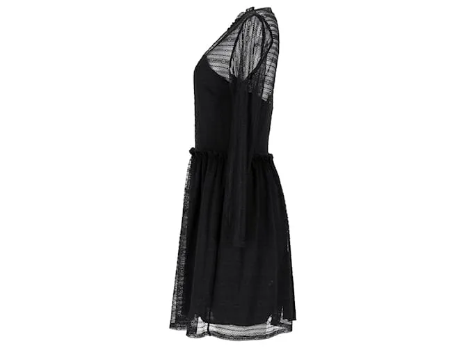Vestido transparente de manga larga de Red Valentino en poliamida negra Negro 
