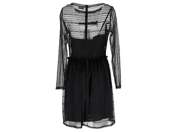 Vestido transparente de manga larga de Red Valentino en poliamida negra Negro 