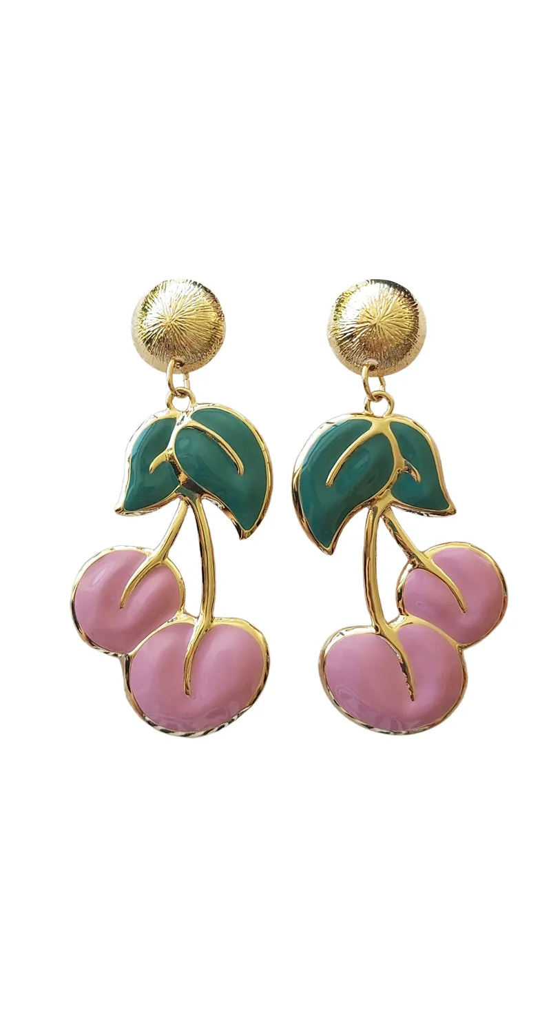 VINTAGE Aros Cerezas Dorado