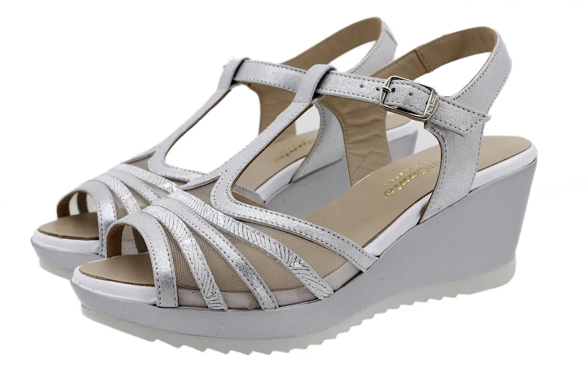 Wegde Sandal Pearl Metal Suede
