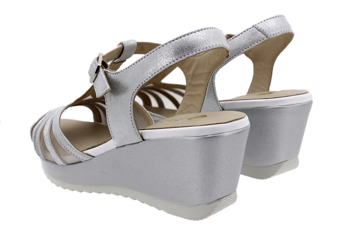 Wegde Sandal Pearl Metal Suede
