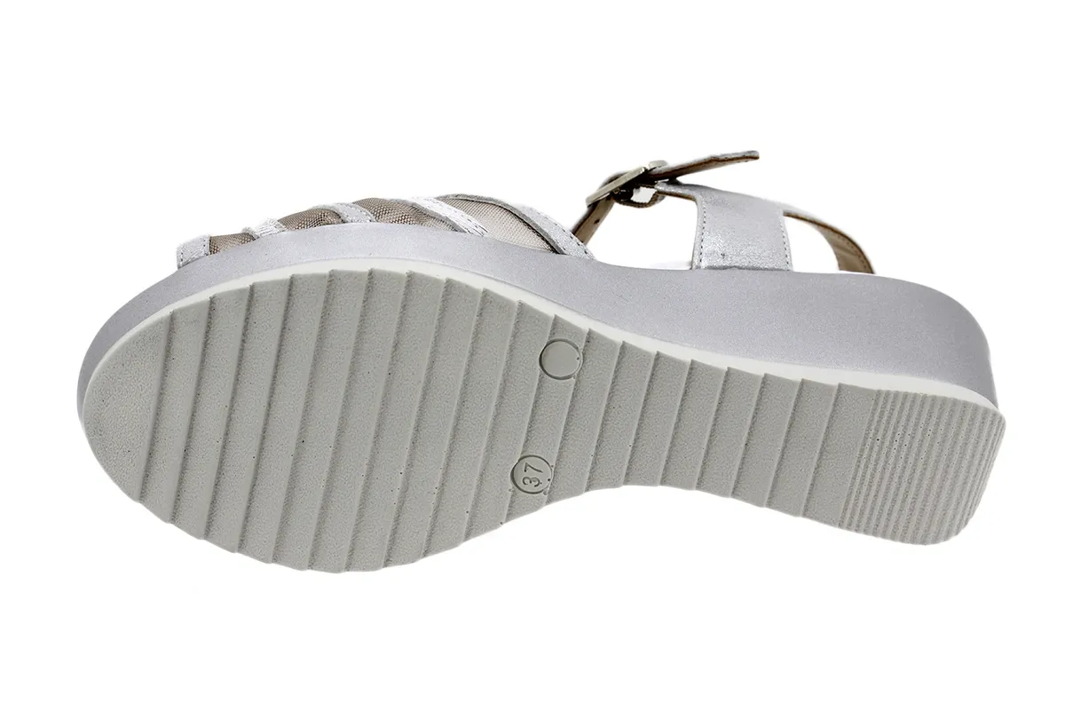 Wegde Sandal Pearl Metal Suede