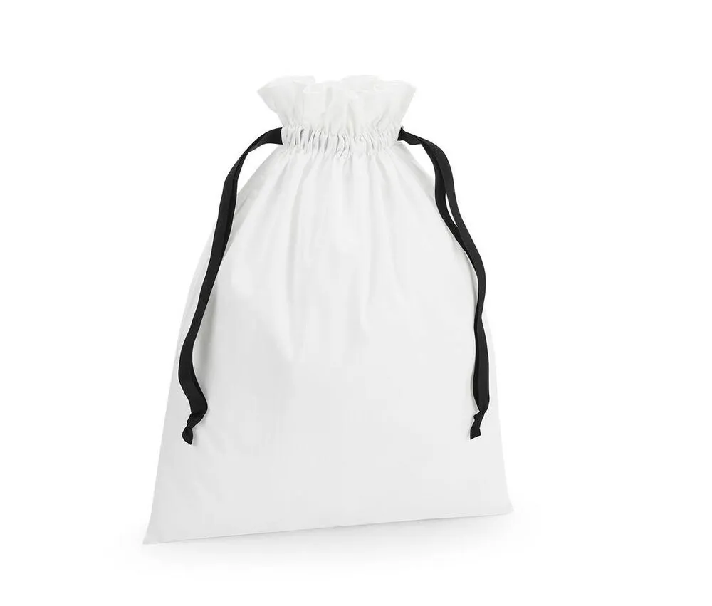 WESTFORD MILL WM121  COTTON GIFT BAG WITH RIBBON DRAWSTRING  SOFT WHITE/BLACK