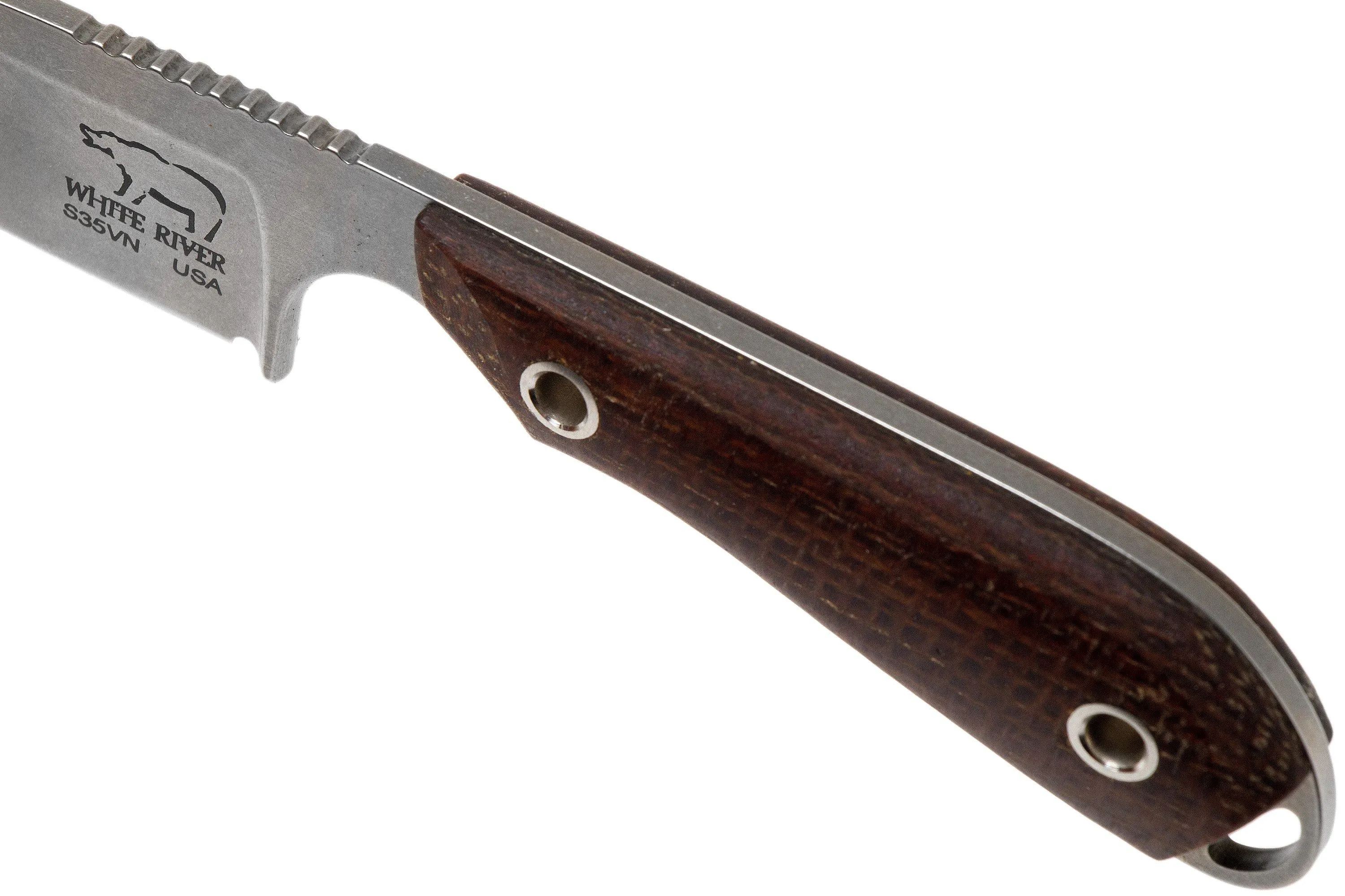 White River Knives M1 Natural Burlap Micarta cuchillo fijo, Kydex sheath