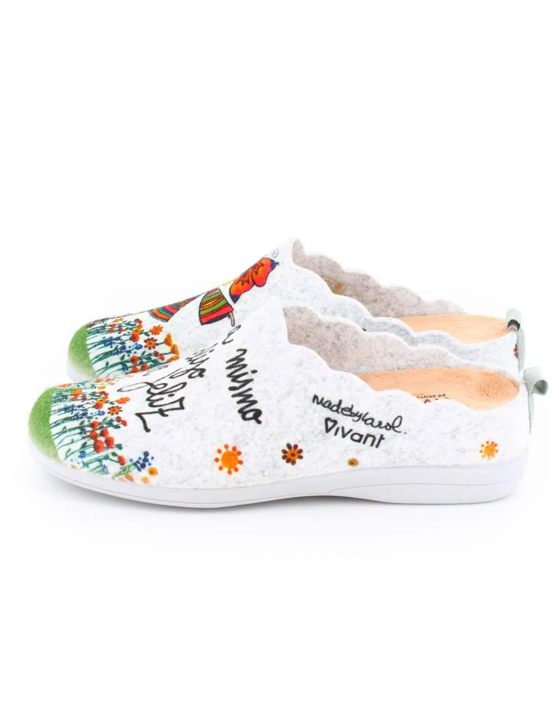 Zapatilla de Casa "Ahora mismo elijo ser feliz" Fieltro Gris