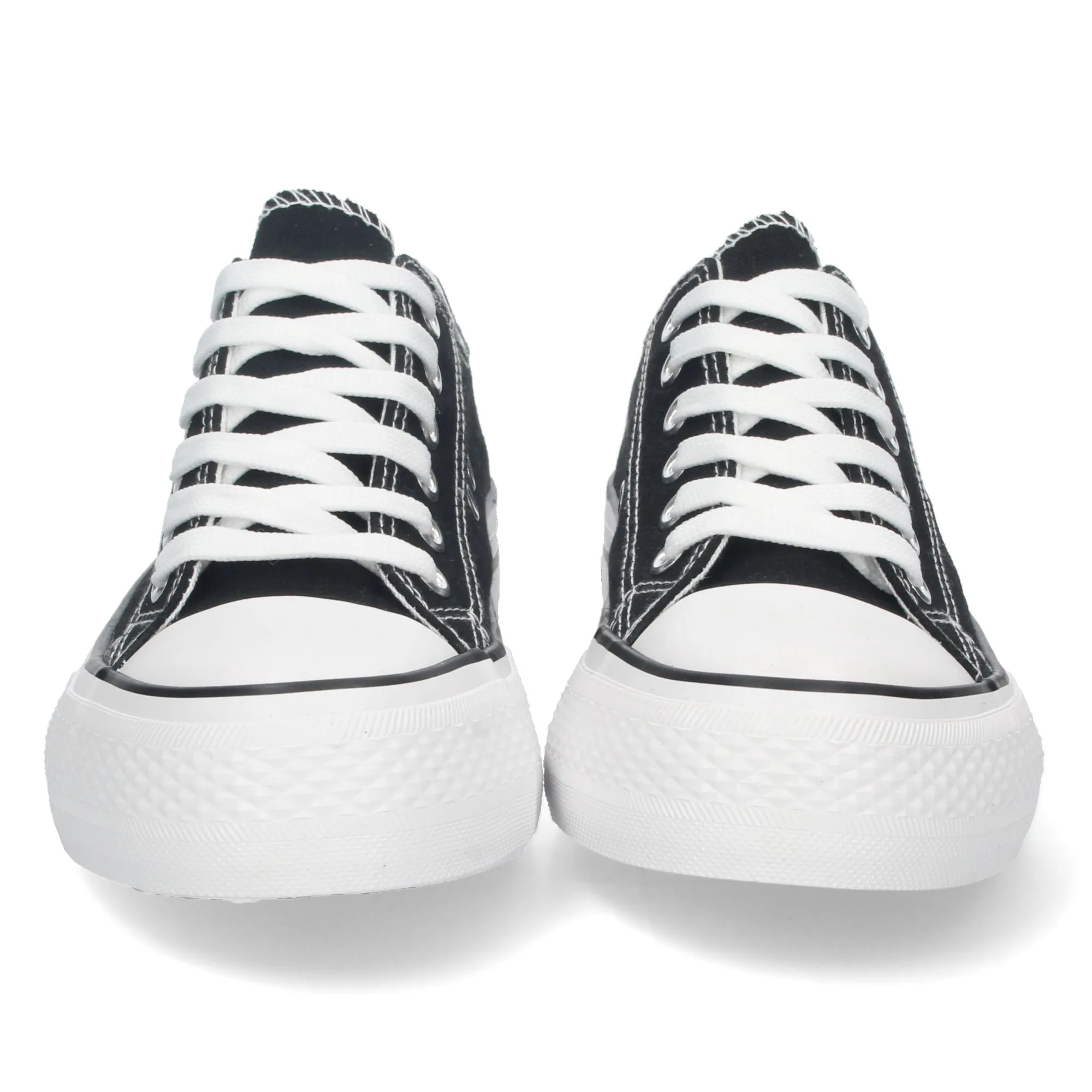 Zapatillas planas doble suela estilo bamba en lona mujer negro A307