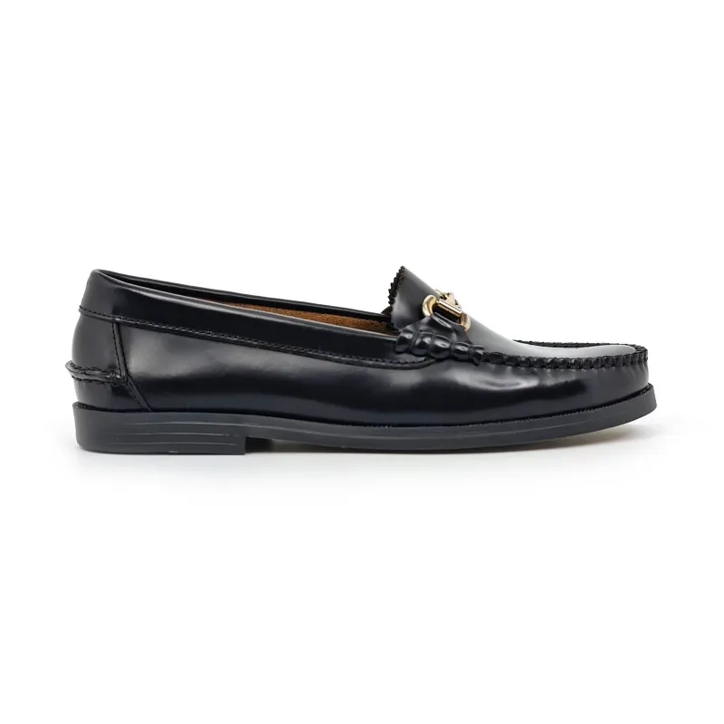 Zapatos Castellanos Mujer Piel Florentic Cadena Suela Goma 504 Negro, de María Tovar