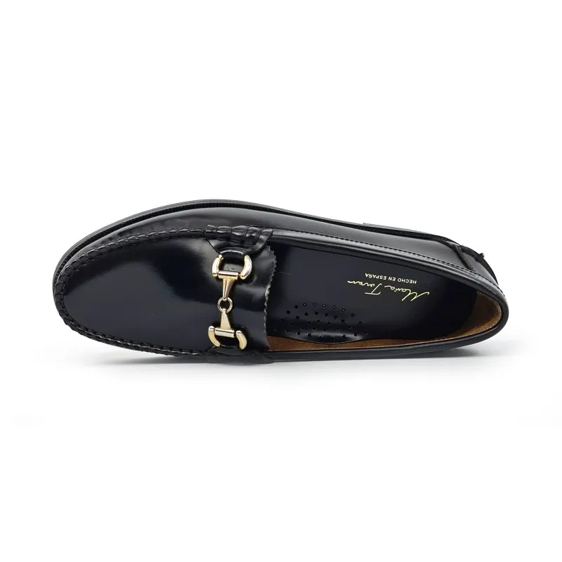 Zapatos Castellanos Mujer Piel Florentic Cadena Suela Goma 504 Negro, de María Tovar
