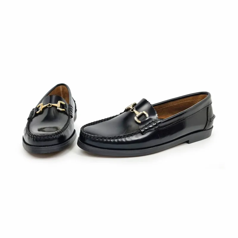 Zapatos Castellanos Mujer Piel Florentic Cadena Suela Goma 504 Negro, de María Tovar