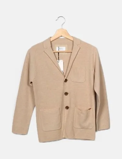 Zara Abrigo beige texturizado manga larga