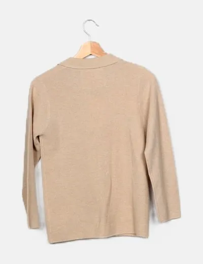 Zara Abrigo beige texturizado manga larga
