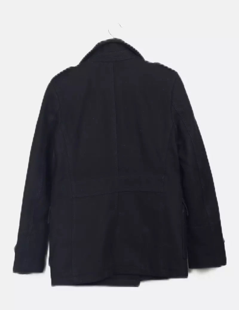 Zara Abrigo de paño negro casual