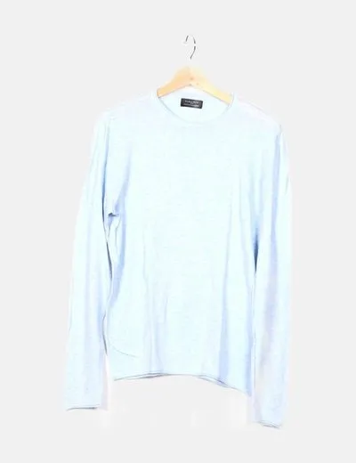 Zara Suéter tricot azul celeste